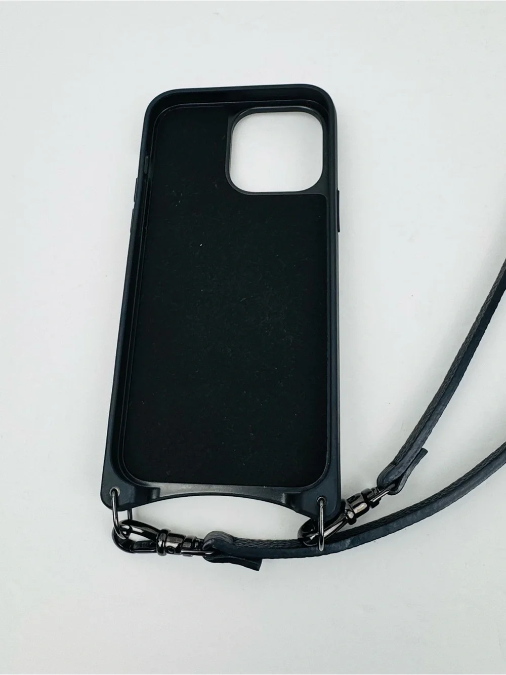 Bandolier Black Leather Crossbody Phone Case with Strap